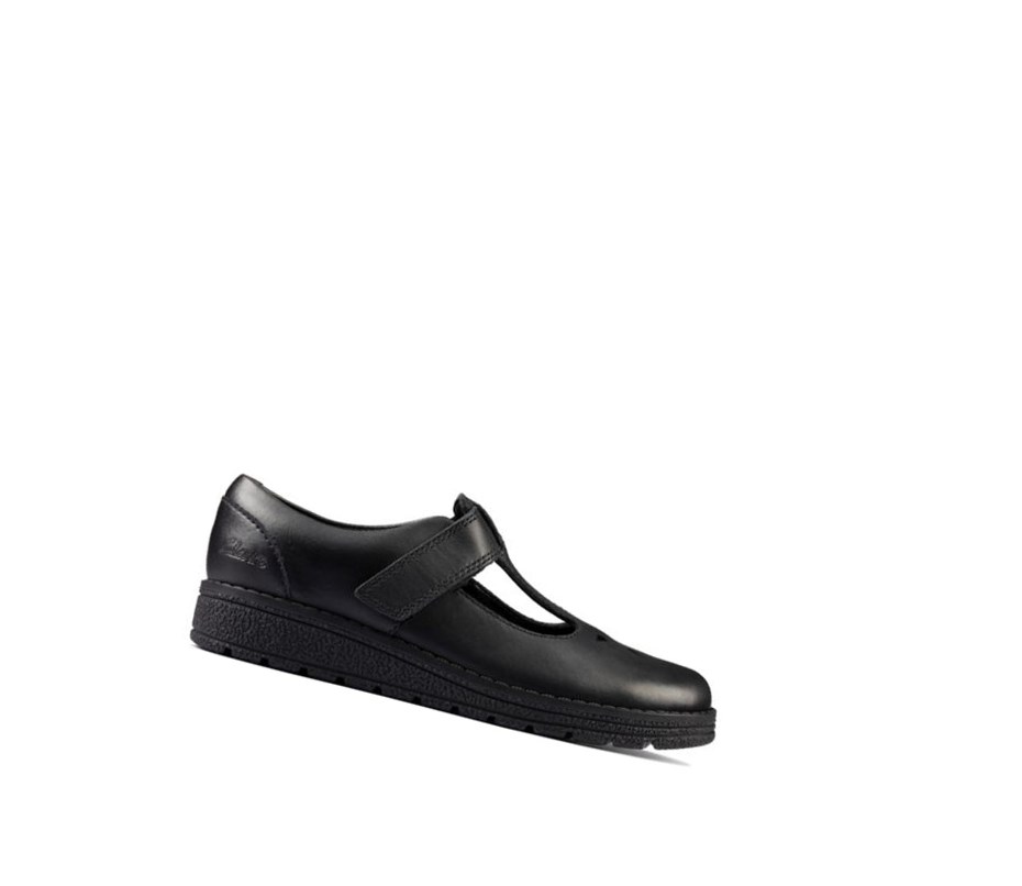 Fille Chaussures D'école Clarks Mendip Joy Cuir Noir - france DYT-51797803