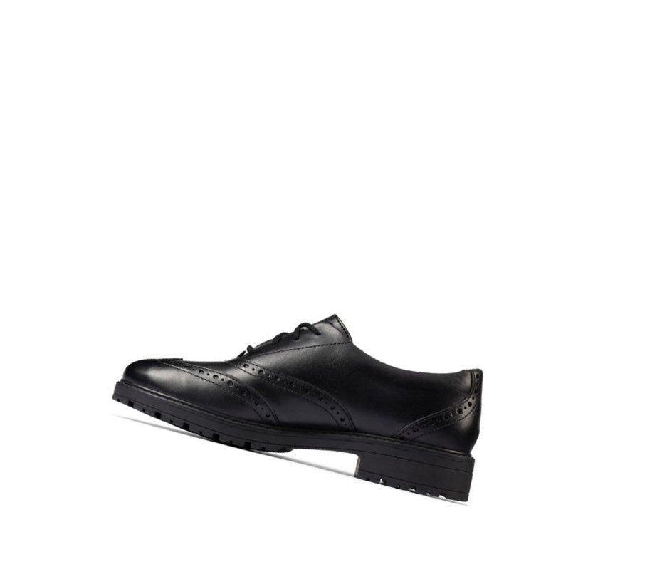 Fille Chaussures D'école Clarks Loxham Cuir Noir - france BAD-55790354