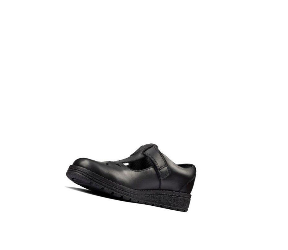 Fille Chaussures D'école Clarks Mendip Joy Cuir Noir - france DYT-51797803