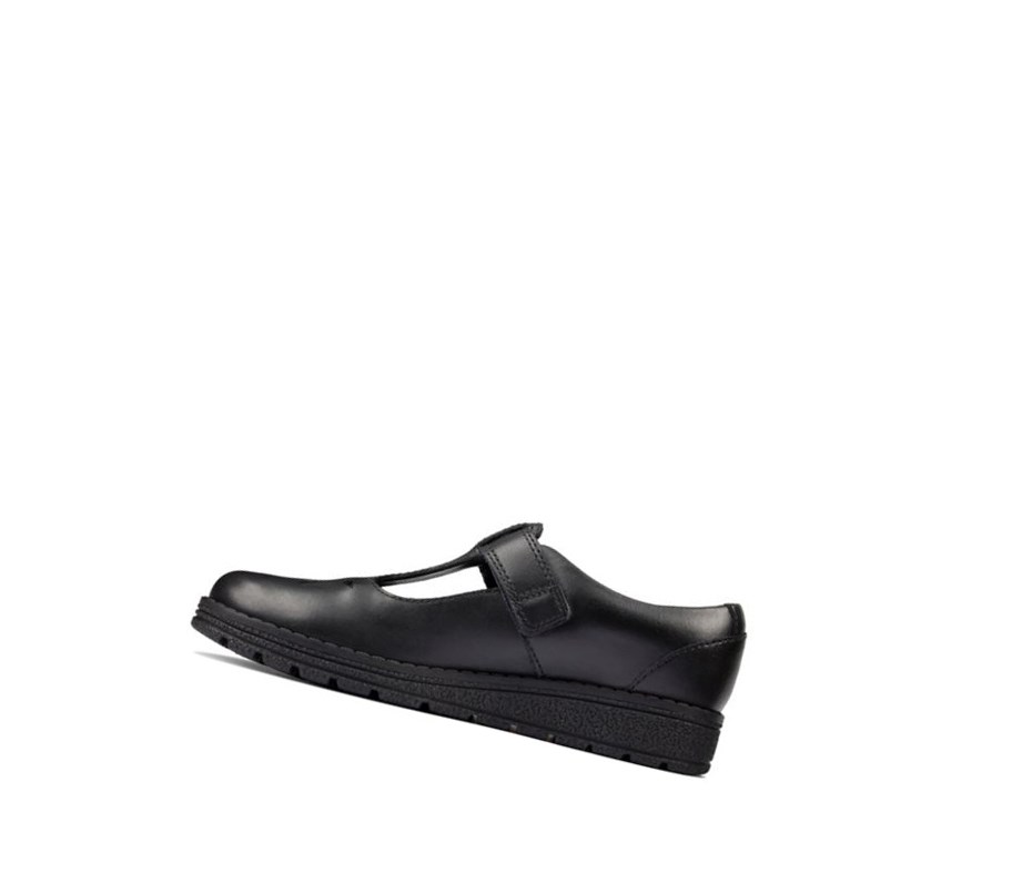 Fille Chaussures D'école Clarks Mendip Joy Cuir Noir - france DYT-51797803