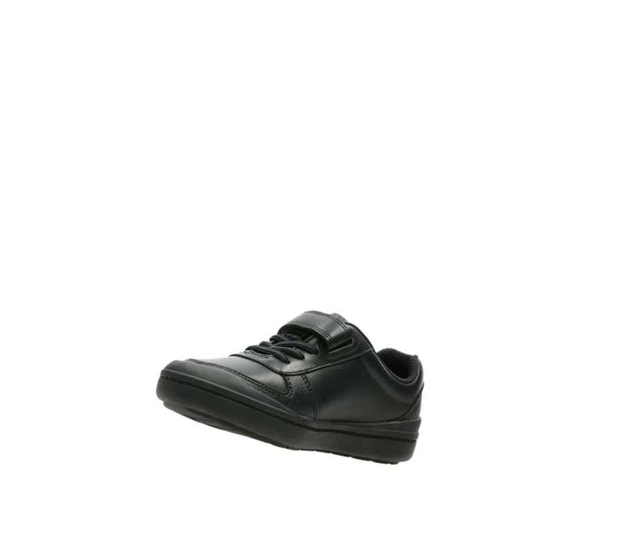 Fille Chaussures D'école Clarks Rock Verve Cuir Noir - france JBC-98927787