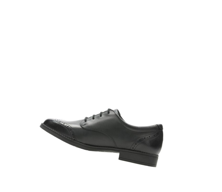 Fille Chaussures D'école Clarks Sami Walk Cuir Noir - france WDF-46341433