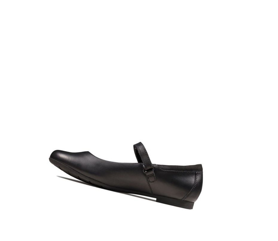 Fille Chaussures D'école Clarks Scala Dawn Cuir Noir - france JSU-56670908