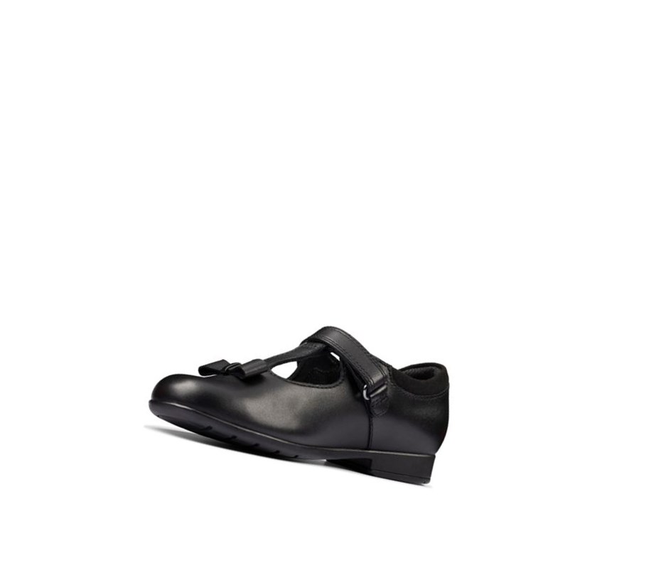 Fille Chaussures D'école Clarks Scala Hope Cuir Noir - france RKE-29711170