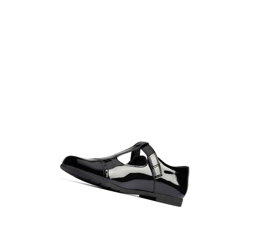 Fille Chaussures D'école Clarks Scala Hope Vernis Cuir Noir - france NBO-33688715