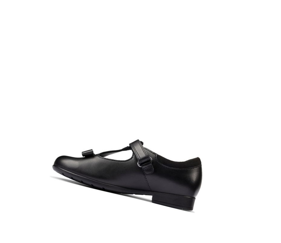 Fille Chaussures D'école Clarks Scala Hope Cuir Noir - france RKE-29711170