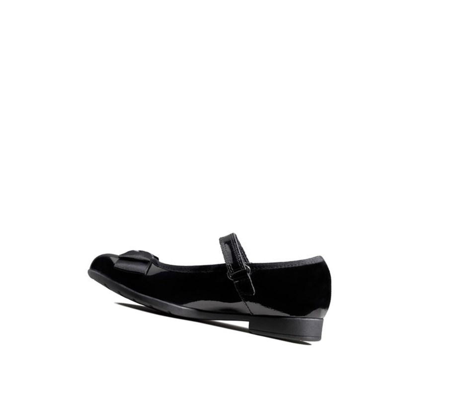 Fille Chaussures D'école Clarks Scala Tap Vernis Textile Noir - france ZDL-34481422