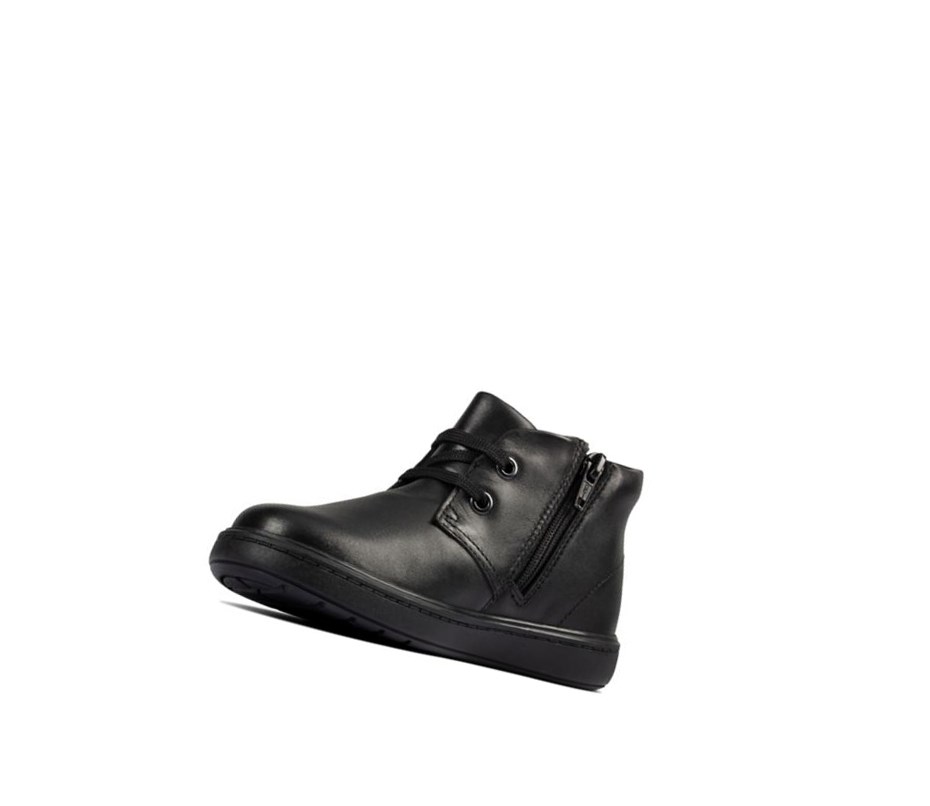 Fille Chaussures D'école Clarks Strada Step Cuir Noir - france VFU-99153556