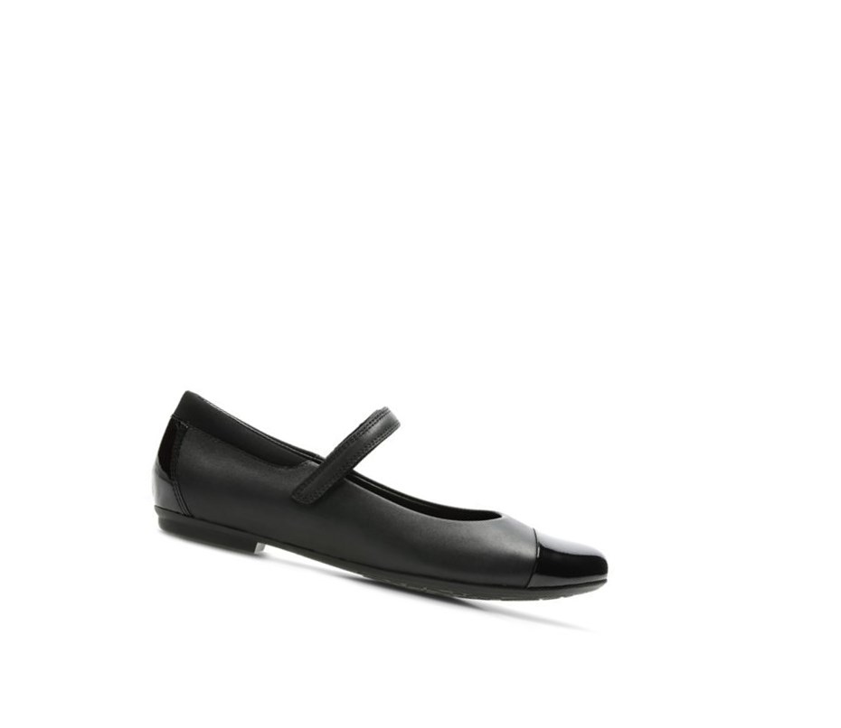 Fille Chaussures D'école Clarks Tizz Talk Cuir Noir - france ROY-29084190