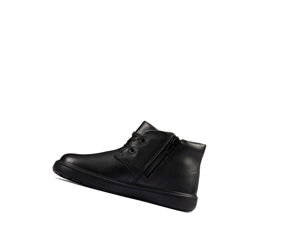 Fille Chaussures D'école Clarks Strada Step Cuir Noir - france VFU-99153556