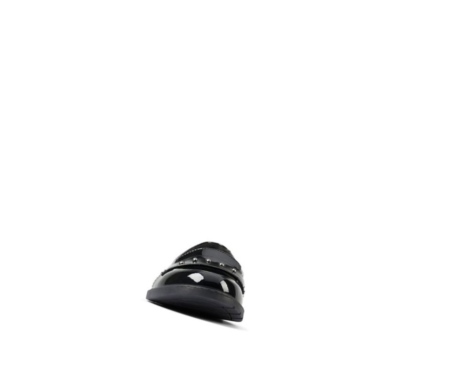 Fille Slip On & Loafers Clarks Scala Walk Vernis Cuir Noir - france GHF-02871393