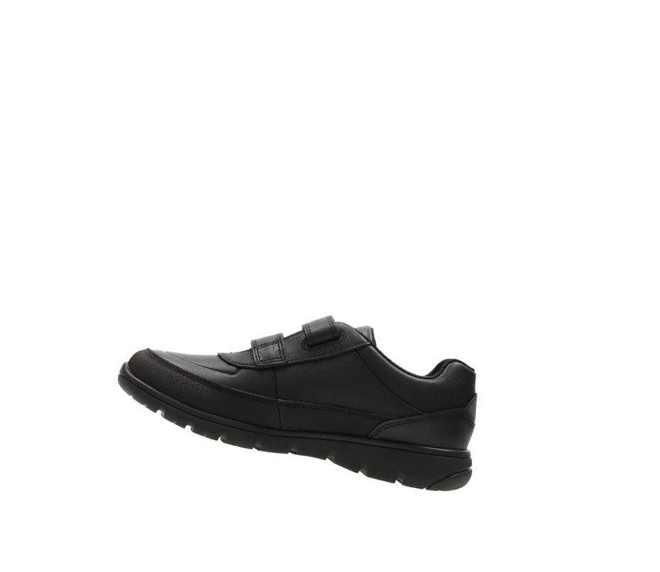 Fille Chaussures D'école Clarks Venture Walk Cuir Noir - france UYJ-88570404