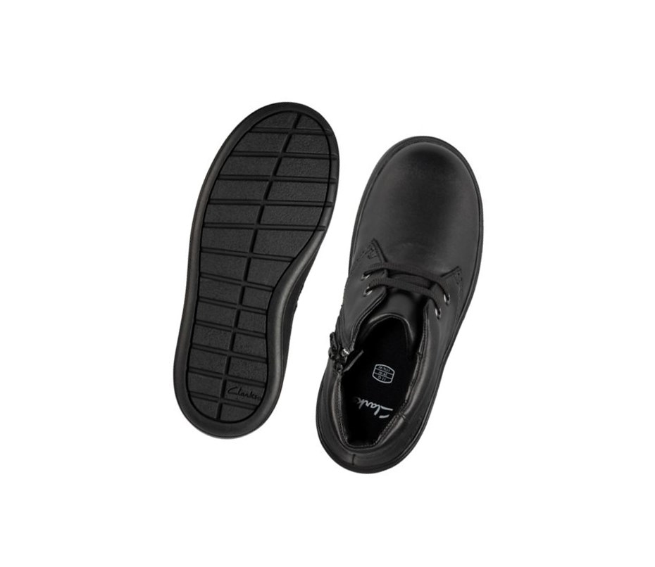 Fille Chaussures D'école Clarks Strada Step Cuir Noir - france VFU-99153556