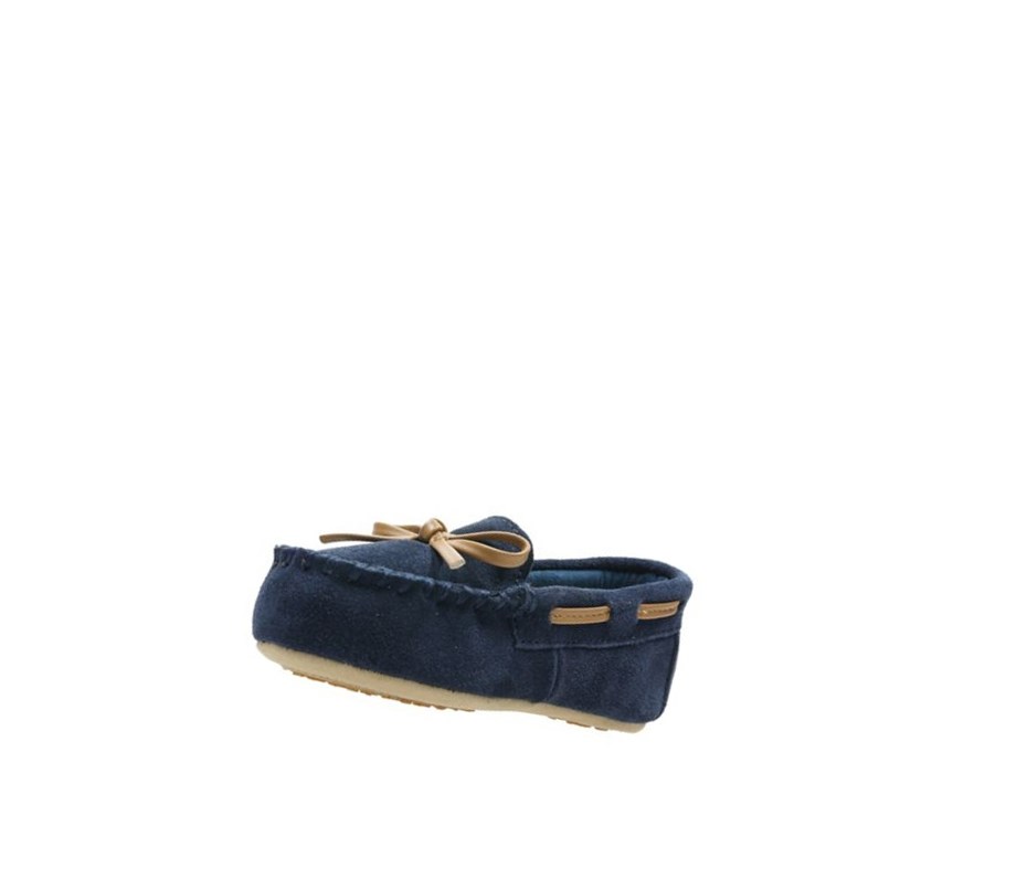 Fille Chaussons Clarks Crackling Flo Daim Bleu Marine - france EDZ-04497622