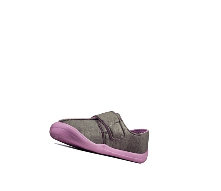 Fille Chaussons Clarks Yin Spark Felt Grise - france SIQ-44834326