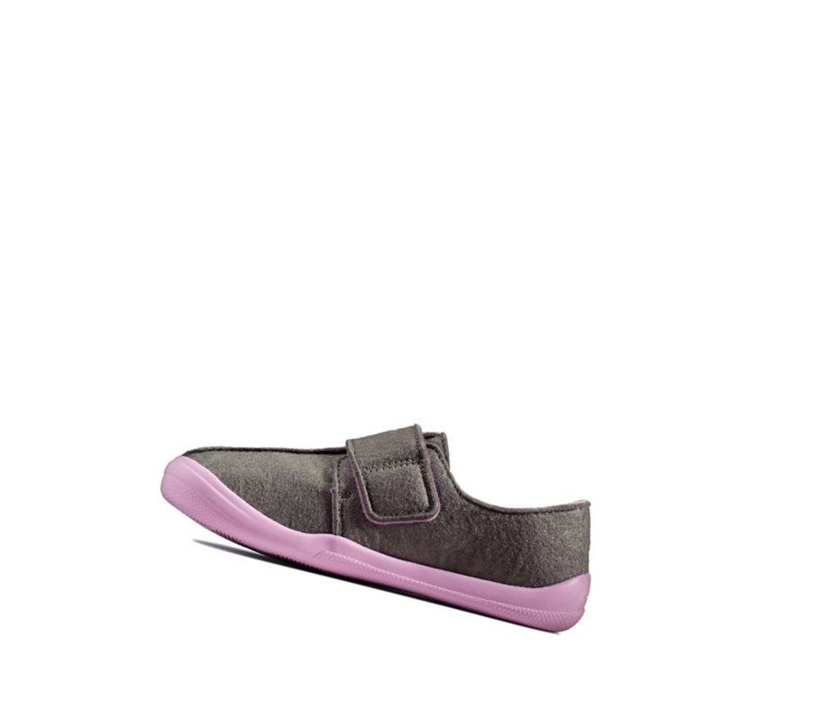 Fille Chaussons Clarks Yin Spark Felt Grise - france SIQ-44834326