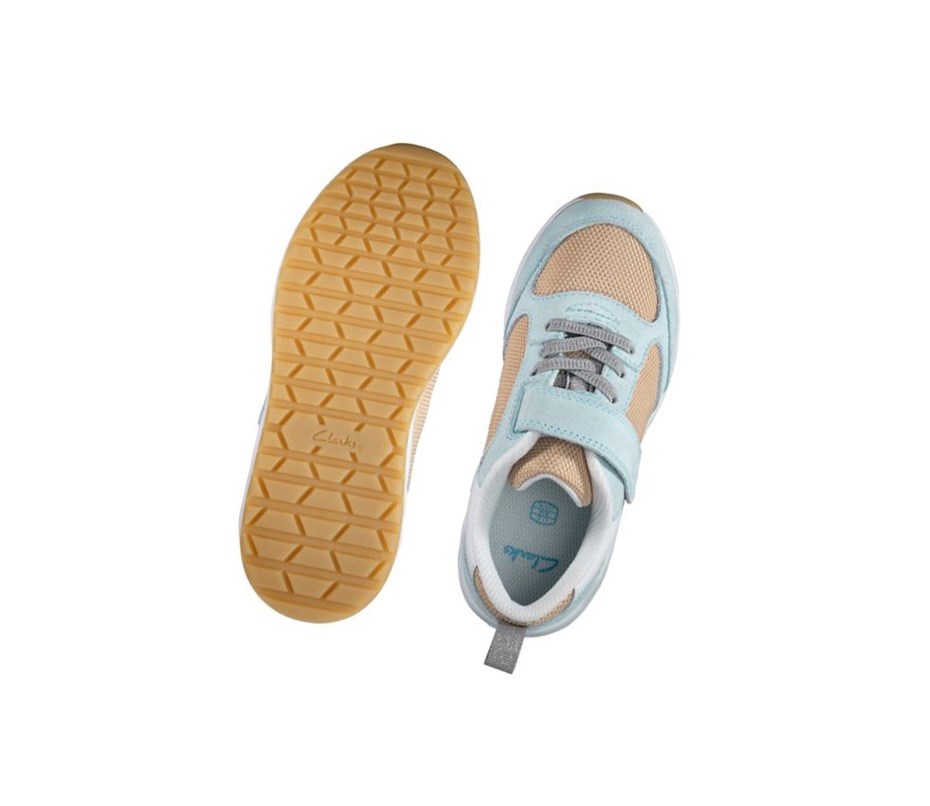 Fille Baskets Clarks Aeon Flex Textile Bleu Clair - france VDN-75631336