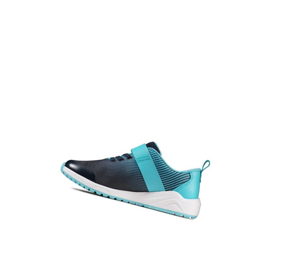 Fille Baskets Clarks Aeon Pace Cuir Bleu Marine - france BCE-80954722