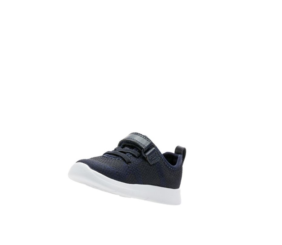 Fille Baskets Clarks Ath Flux Cuir Bleu Marine - france JBB-94030858