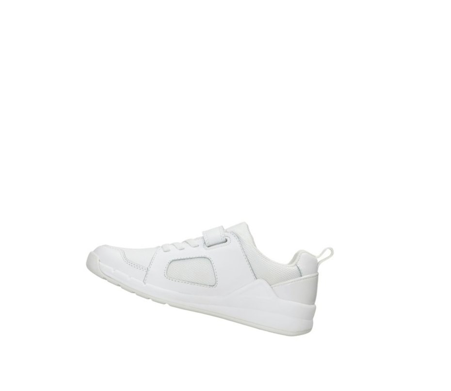 Fille Baskets Clarks Orbit Ride Cuir Blanche - france UDE-07029203