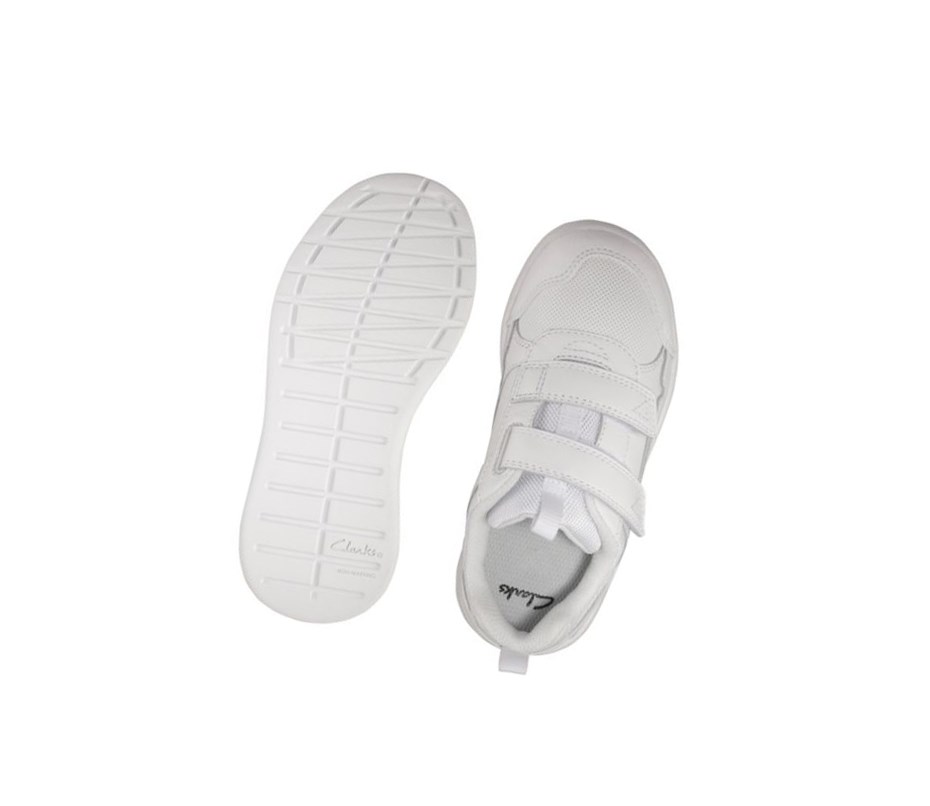 Fille Baskets Clarks Orbit Sprint Cuir Blanche - france TQR-62980511