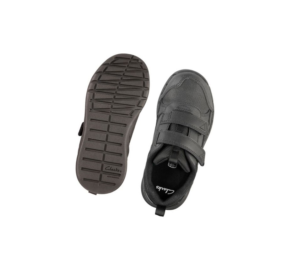 Fille Baskets Clarks Orbit Sprint Cuir Noir - france SKX-41206940