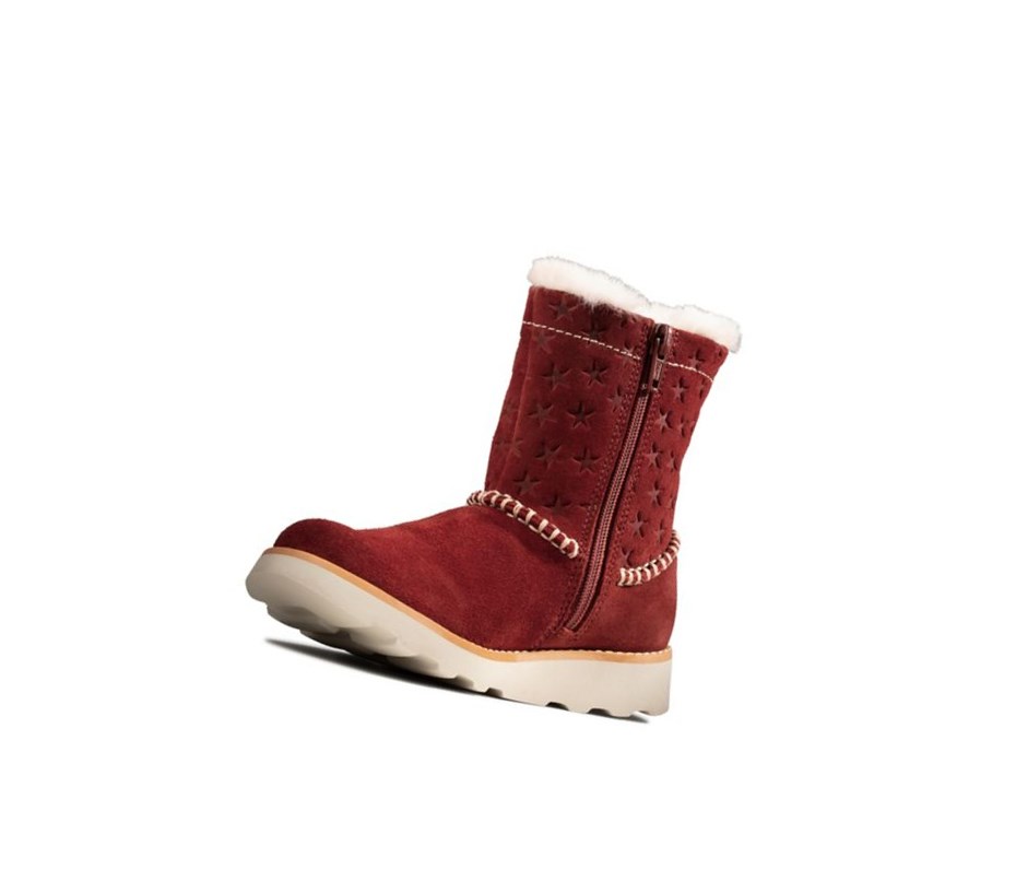 Fille Bottes En Daim Clarks Crown Piper Daim Rouge Foncé - france WPP-74272509