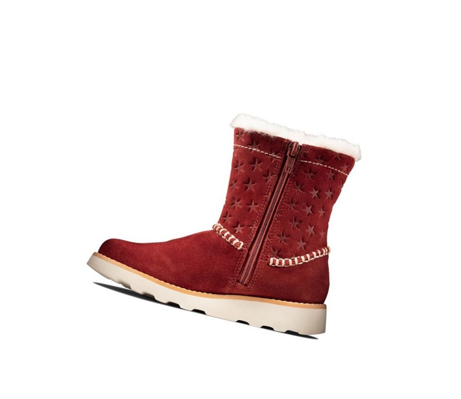 Fille Bottes En Daim Clarks Crown Piper Daim Rouge Foncé - france WPP-74272509