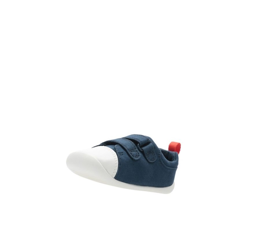 Fille Chaussures de Marche Clarks Roamer Craft Tela Textile Bleu Marine - france CZA-60035811