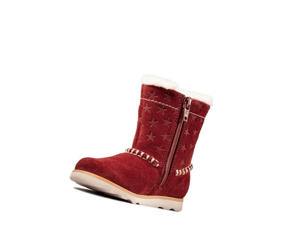 Fille Bottes En Daim Clarks Crown Piper Daim Rouge Foncé - france WST-15141725