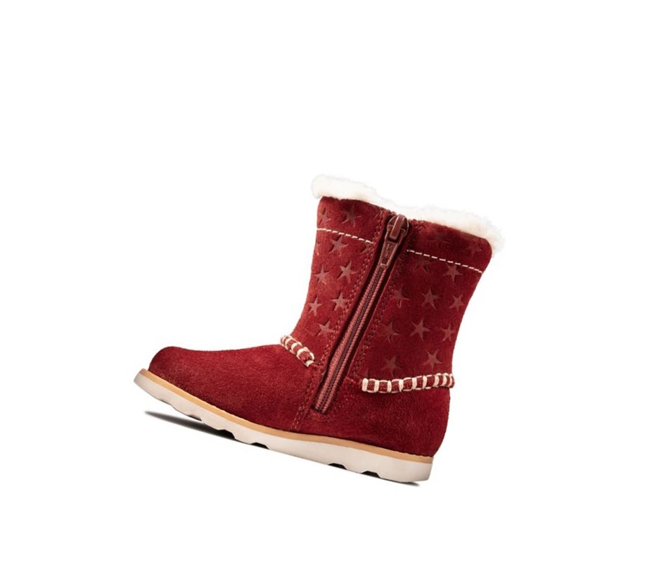 Fille Bottes En Daim Clarks Crown Piper Daim Rouge Foncé - france WST-15141725