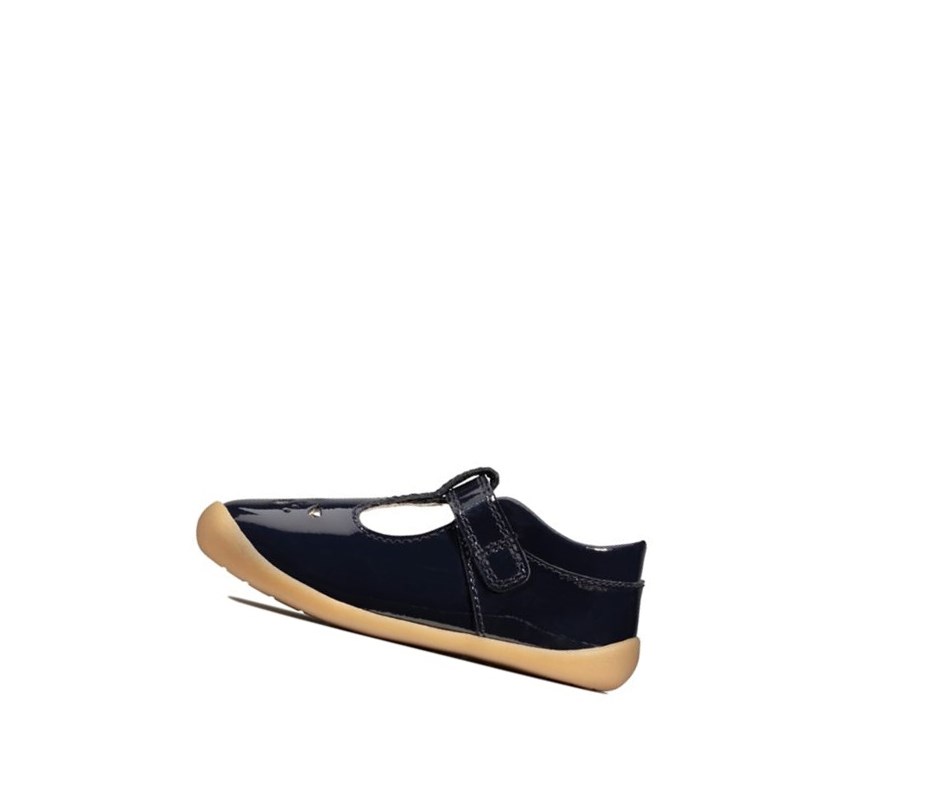 Fille Chaussures de Marche Clarks Roamer Star Vernis Bleu Marine - france QTY-63322341