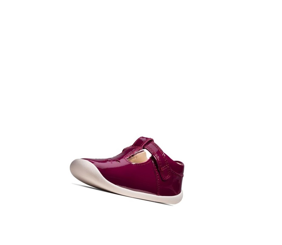 Fille Chaussures de Marche Clarks Roamer Star T-bar Bordeaux - france DXX-11594959