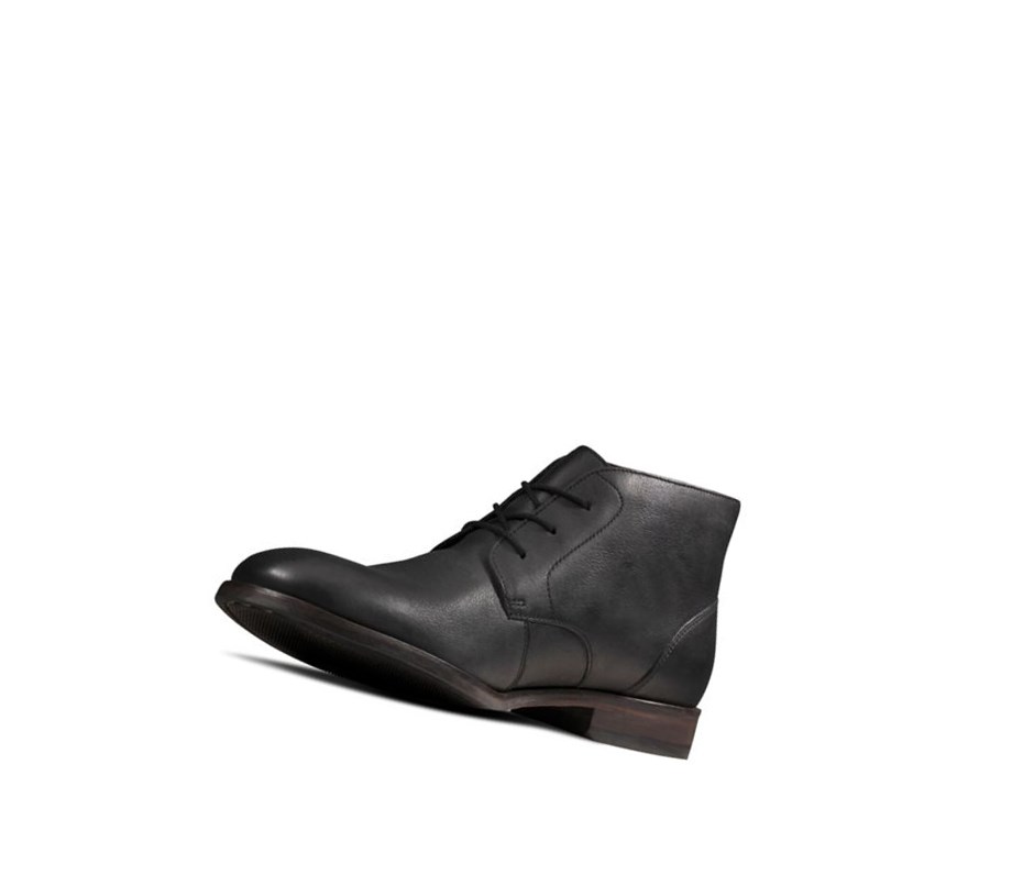 Homme Bottines Clarks Flow Top Cuir Noir - france GIT-99149216