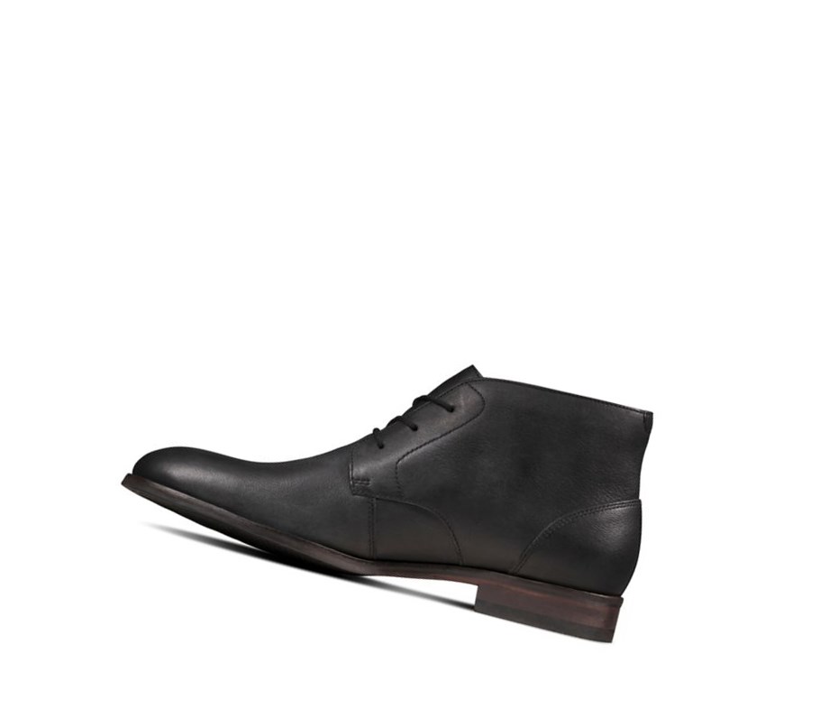 Homme Bottines Clarks Flow Top Cuir Noir - france GIT-99149216