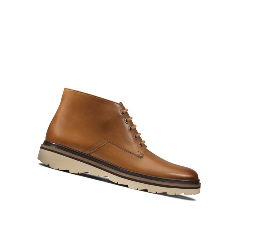 Homme Bottines Clarks Frelan Mid Cuir Marron - france CPU-04828084