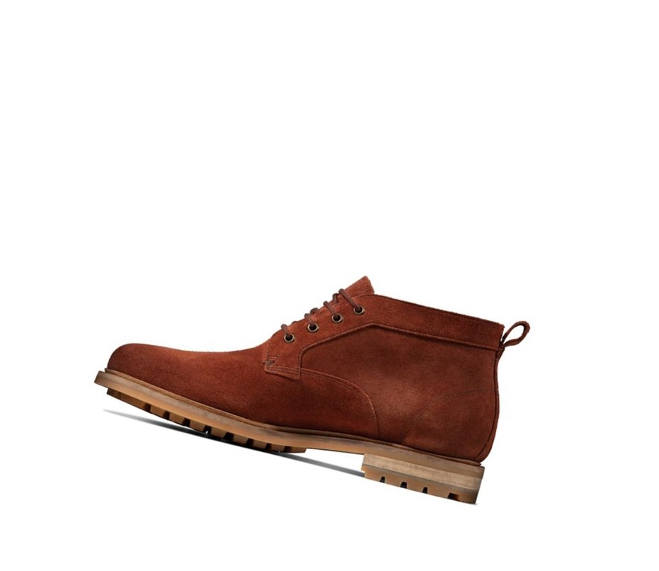 Homme Bottines Clarks Foxwell Mid Cuir Marron - france EAH-63883855