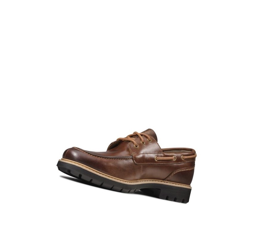 Homme Chaussures Bateau Clarks Batcombe Sail Cuir Marron Foncé - france SEE-60503952