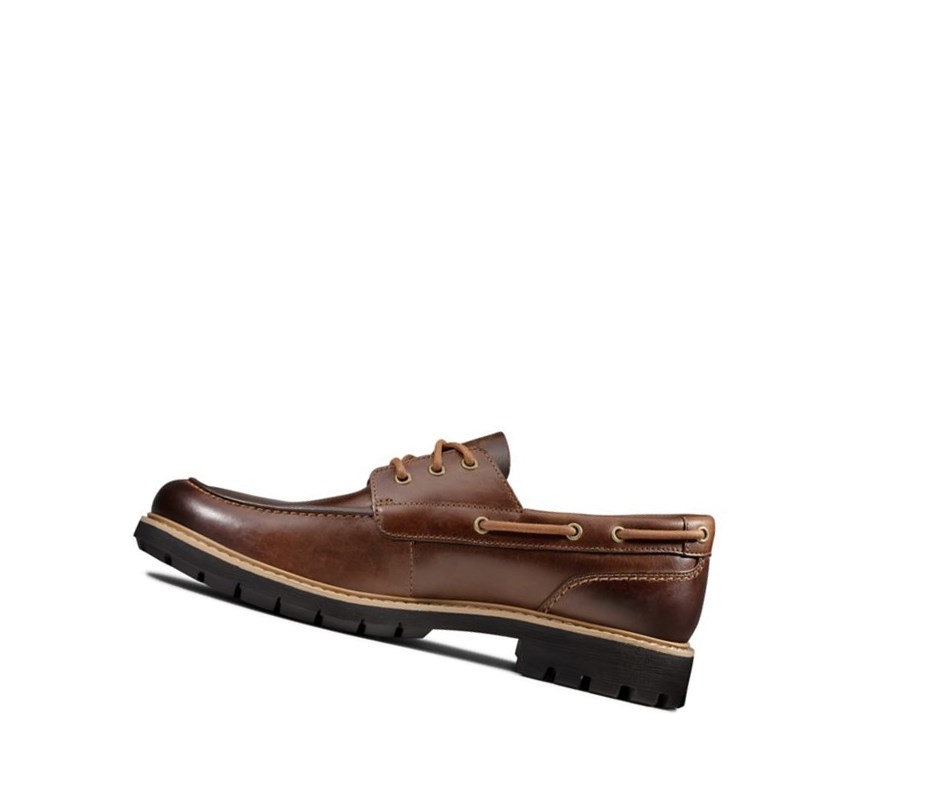 Homme Chaussures Bateau Clarks Batcombe Sail Cuir Marron Foncé - france SEE-60503952