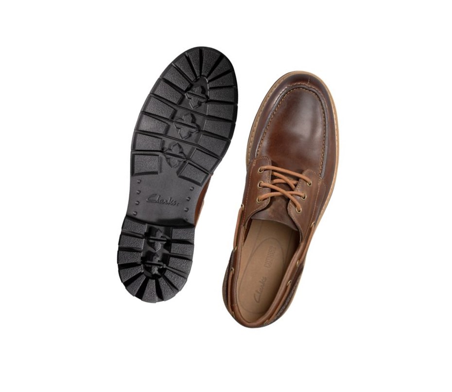 Homme Chaussures Bateau Clarks Batcombe Sail Cuir Marron Foncé - france SEE-60503952