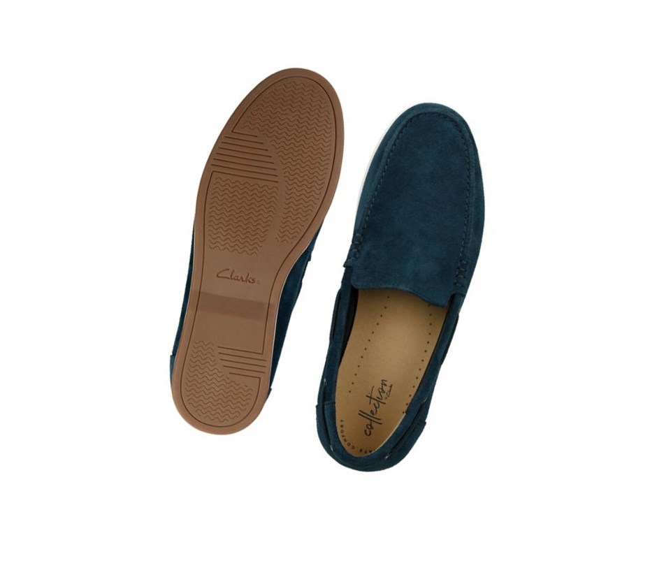 Homme Chaussures Bateau Clarks Morven Sun Daim Bleu Marine - france WSF-23363653