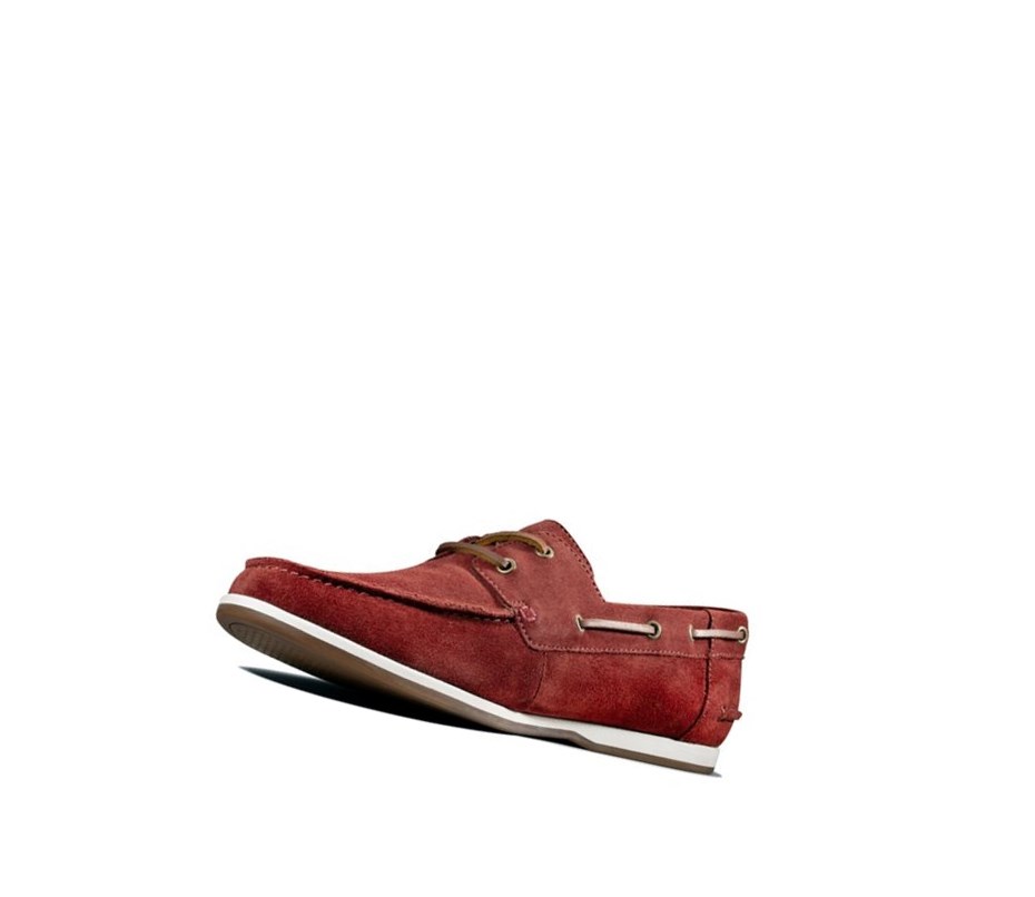 Homme Chaussures Bateau Clarks Pickwell Sail Daim Rouge - france UGA-78222120