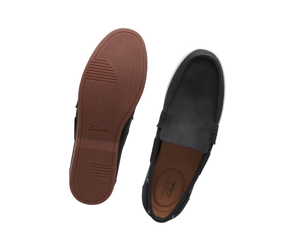 Homme Chaussures Bateau Clarks Morven Sun Nubuck Noir - france HOR-06069567