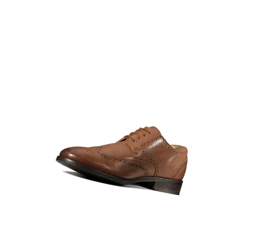 Homme Chaussures Brogue Clarks Flow Limit Cuir Marron Foncé - france GFC-82895500