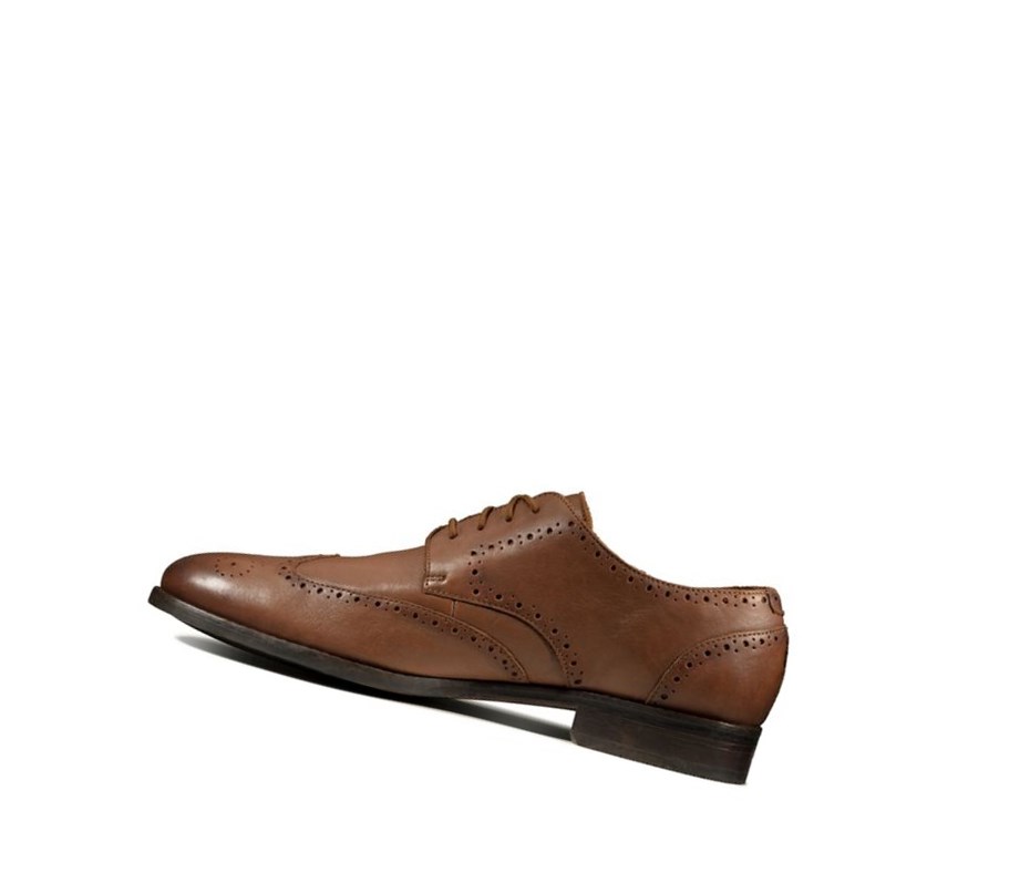 Homme Chaussures Brogue Clarks Flow Limit Cuir Marron Foncé - france GFC-82895500