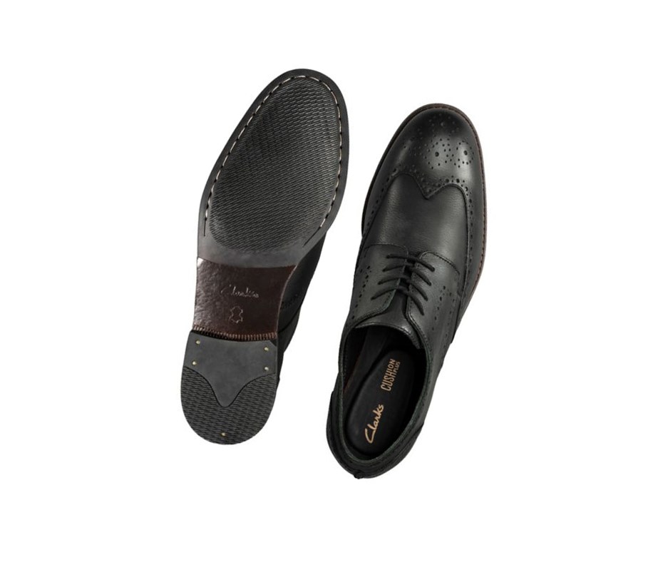 Homme Chaussures Brogue Clarks Flow Limit Cuir Noir - france DMO-10166777