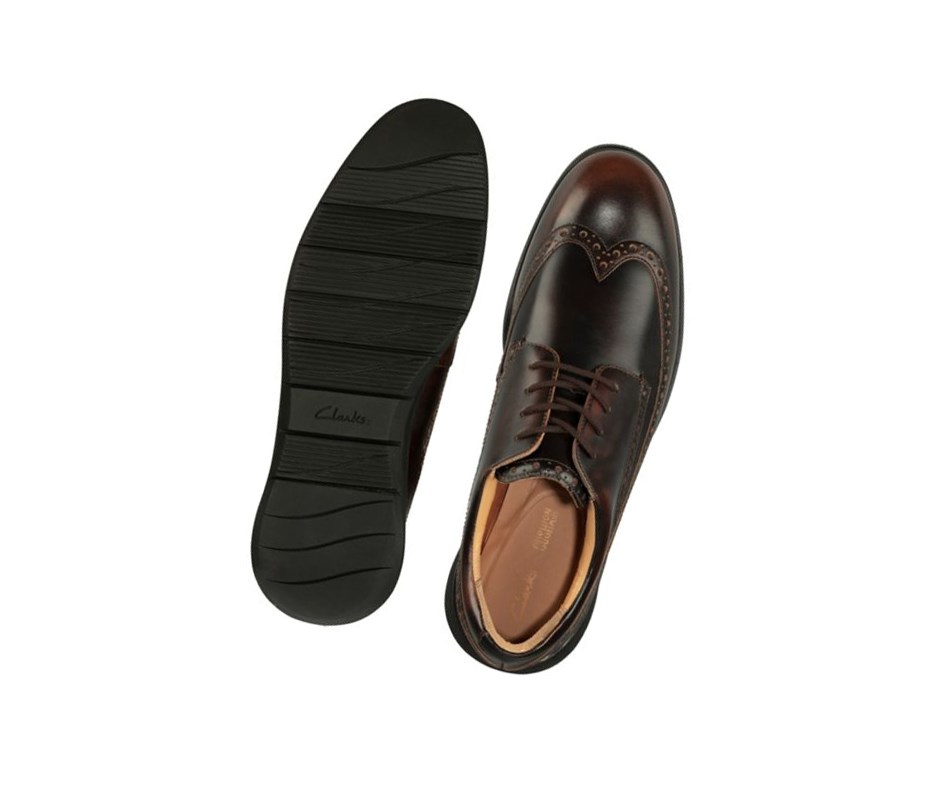 Homme Chaussures Brogue Clarks Helston Limit Cuir Marron Foncé - france EEN-38936744