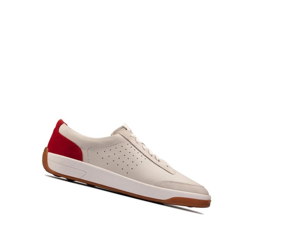 Homme Chaussures Casual Clarks Hero Air Dentelle Blanche Rouge - france UWY-74446334