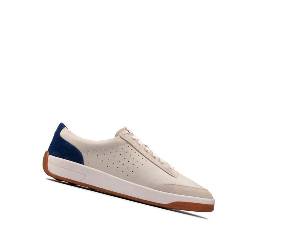 Homme Chaussures Casual Clarks Hero Air Dentelle Blanche Bleu - france VBV-65604543