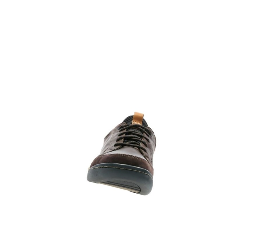 Homme Baskets Décontractées Clarks Ashcombe Bay Gore-tex Cuir Marron Foncé - france AOL-82380593